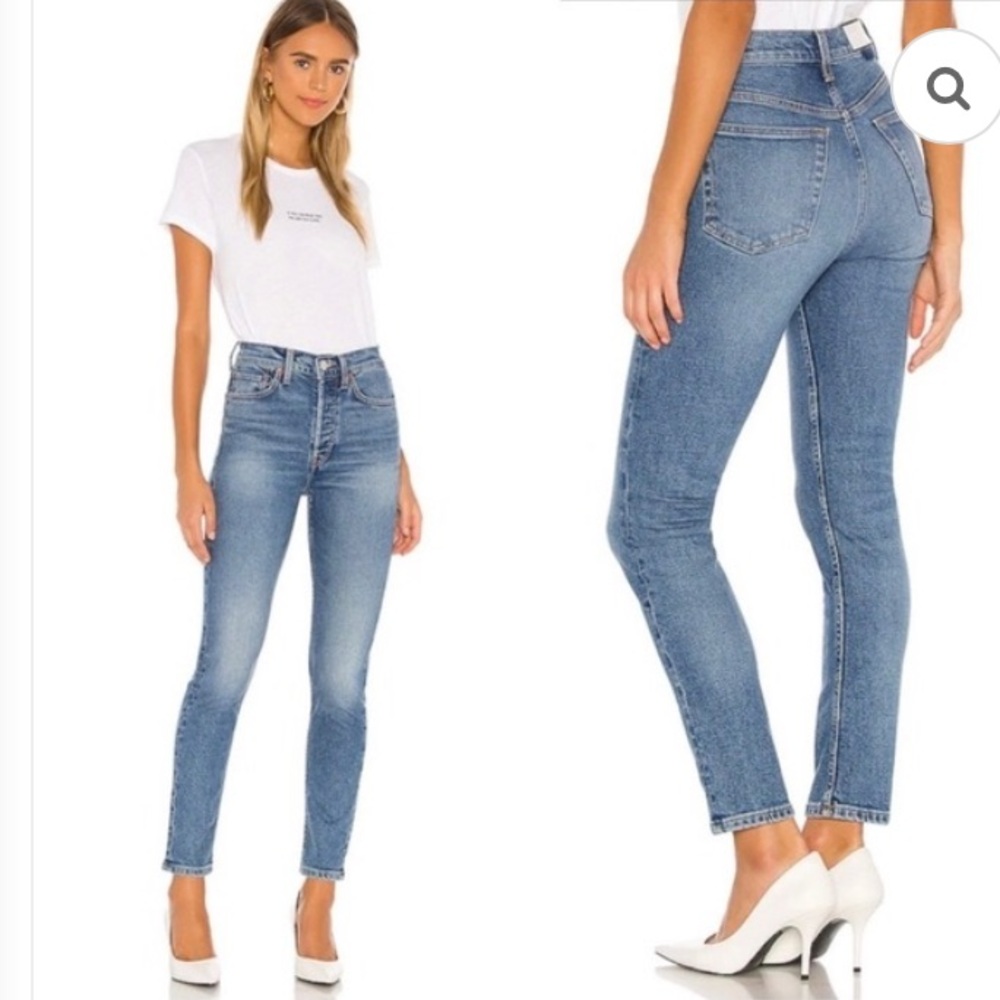 RE/DONE Aged Indigo Button Fly Jeans